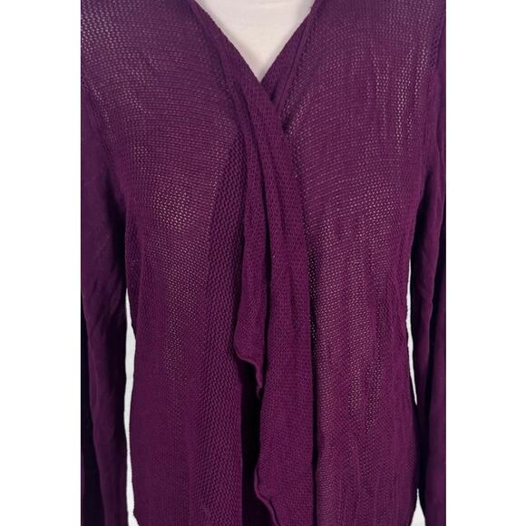 August Silk Large Open Front Cardigan Sweater 100% Rayon Purple Lightweight - Picture 2 of 7